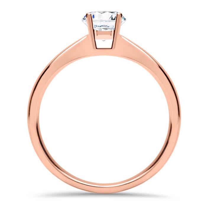 Solitaire ring in 14k rosegoud met LAB grown Diamant