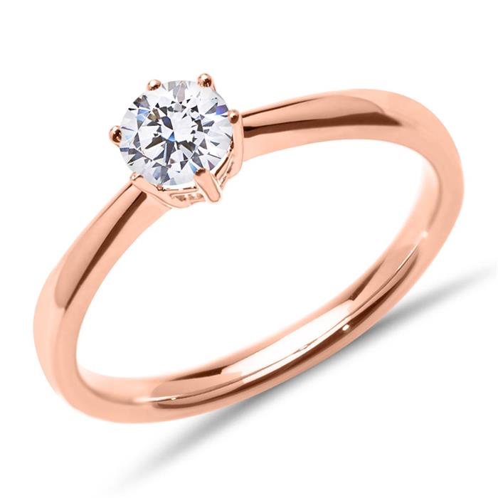 14K rose gold engagement ring with diamond, Lab-grown