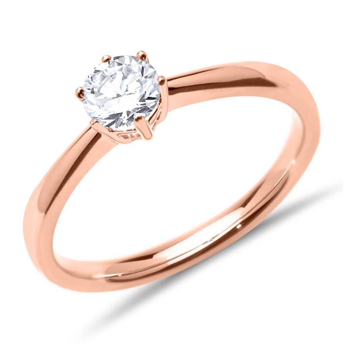 Engagement ring in 14ct rose gold with diamond 0,50 ct.