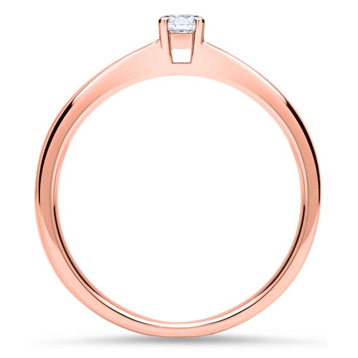 Solitärring aus 18K Roségold mit Diamant 0,10 ct.