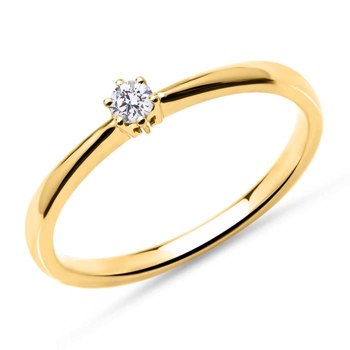 18K gold engagement ring with Lab-grown brilliant