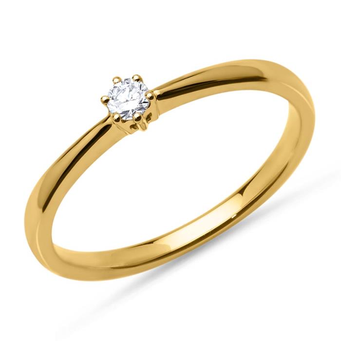 18ct gold ring with diamond 0,10 ct.