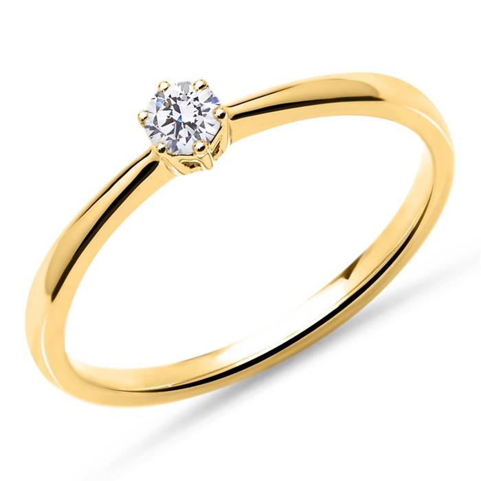 18K Gold Solitaire Ring With Diamond, Lab-Grown