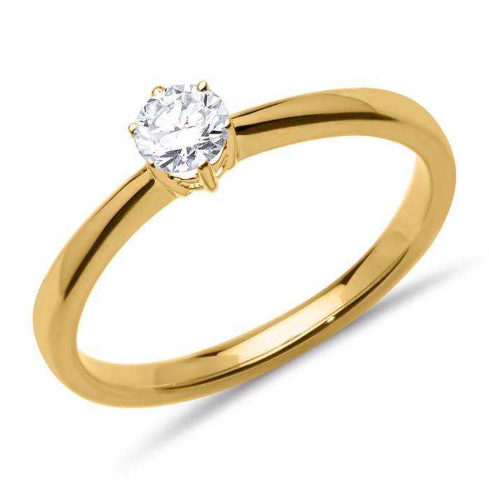 Engagement Ring Made Of 18ct Gold With Diamond 0,25 ct.
