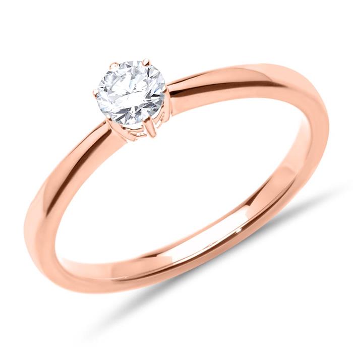 18ct rose gold ring with diamond 0,25 ct.