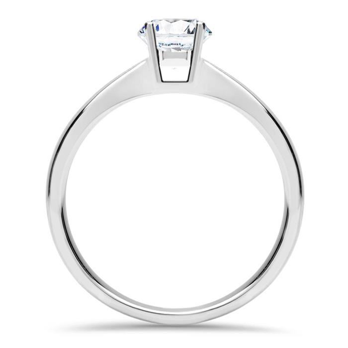 18K white gold solitaire ring with brilliant-cut diamond, Lab-grown