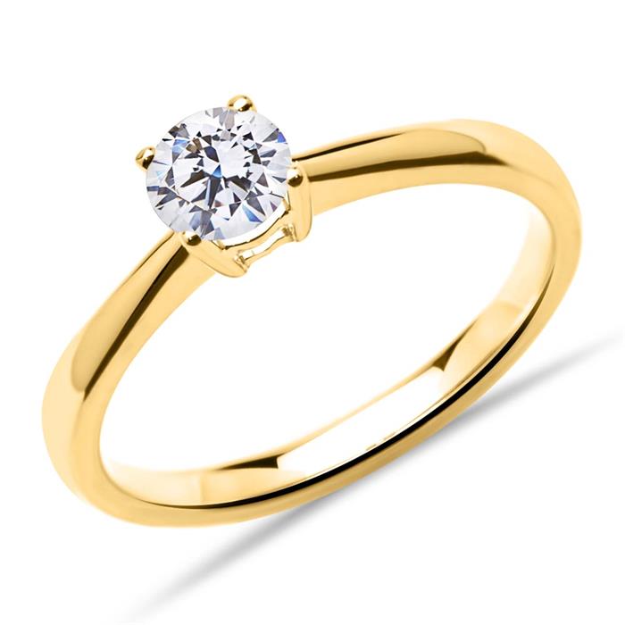 Solitaire ring in 18 karaat goud met LAB grown Diamant