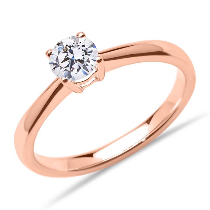 Engagement ring in 18K rose gold with diamond, Lab-grown