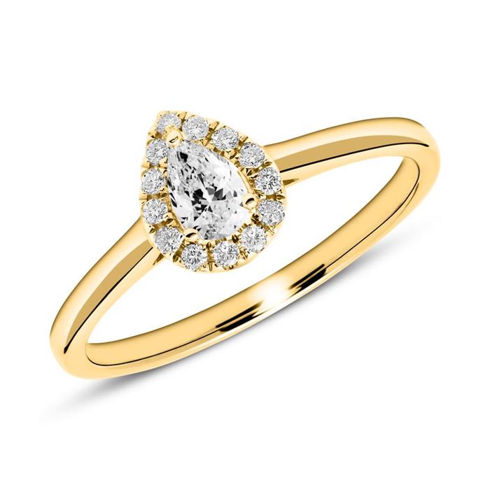 Engagement ring in 14ct gold with diamonds