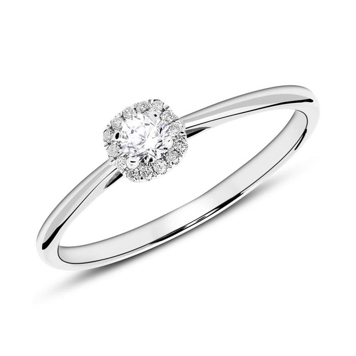 Engagement ring in 14ct white gold with diamonds