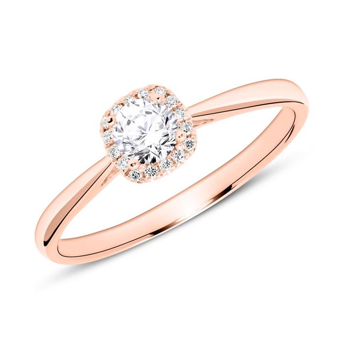 14ct Pink Gold Engagement Ring With Diamonds