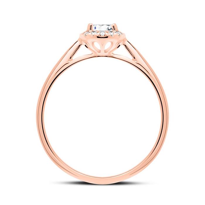 Engagement ring in 14ct rose gold with diamonds