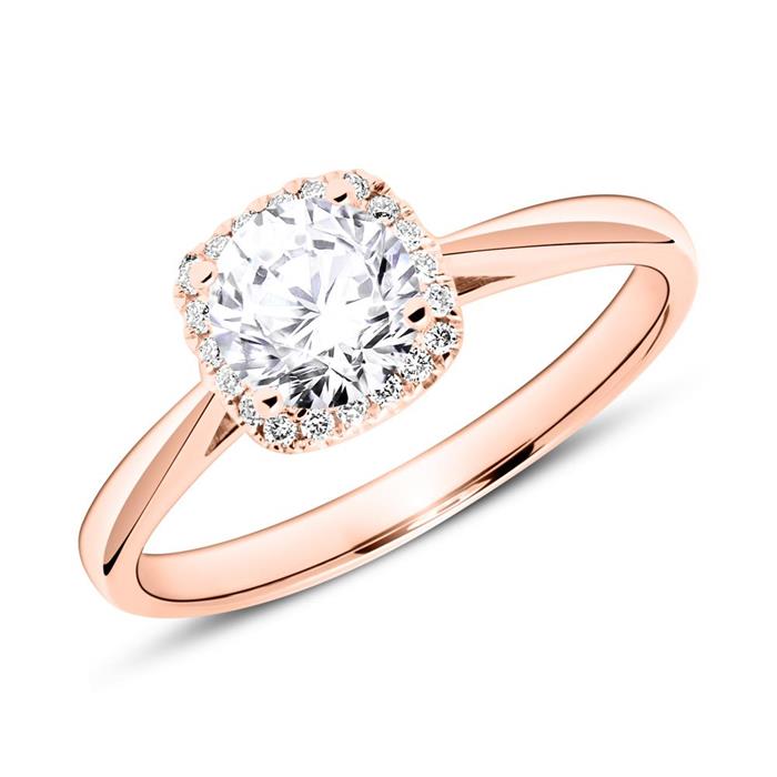 Engagement ring in 14ct rose gold with diamonds