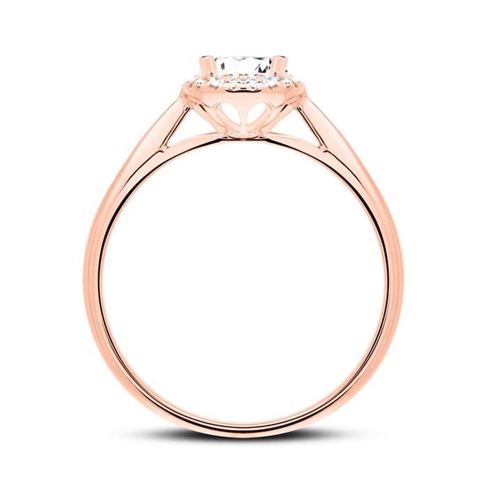 Anillo de compromiso en oro rosa 14 quilates con diamantes