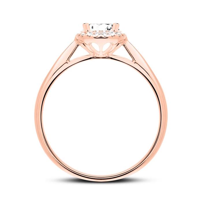 Engagement ring in 18ct rose gold with diamonds