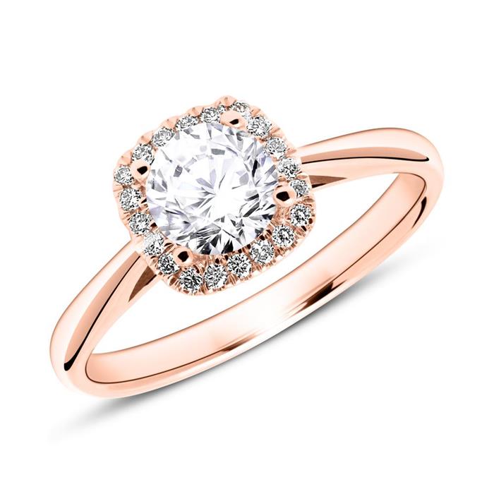 14ct rose gold ring with diamonds