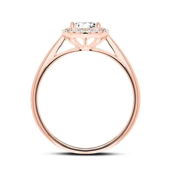 14ct rose gold ring with diamonds