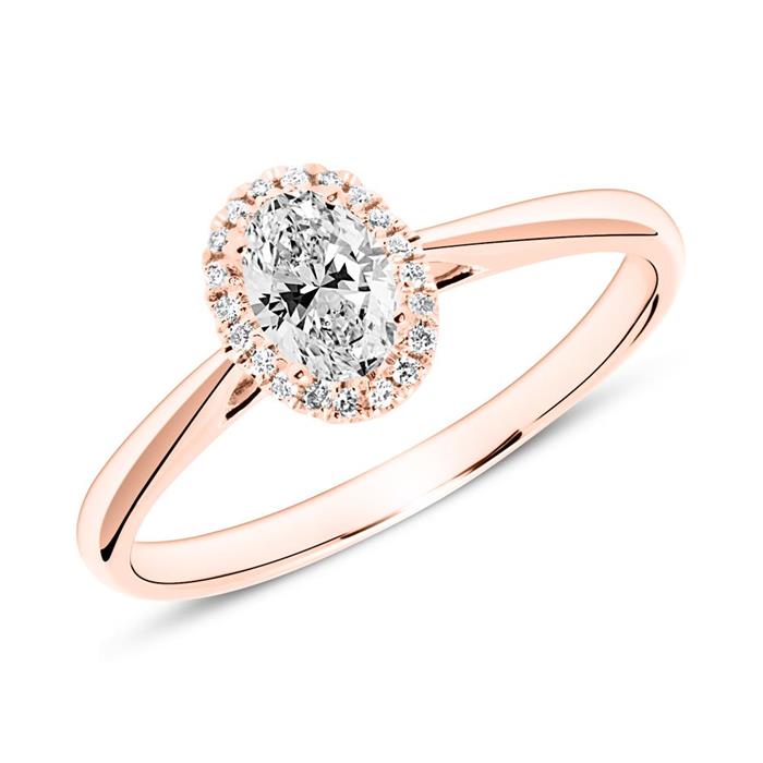 18K Rosegouden Ring Met Diamanten