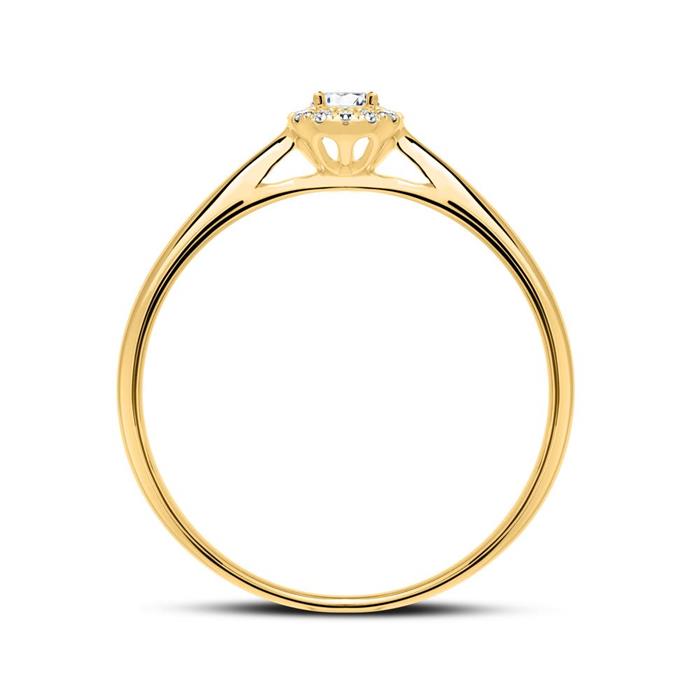 14 karaat gouden halo ring met Diamanten