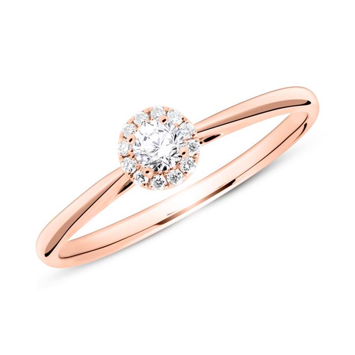 18ct rose gold haloring with diamonds