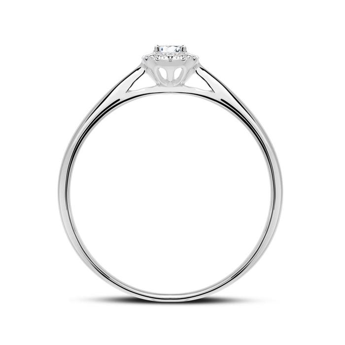 18ct White Gold Haloring With Diamonds
