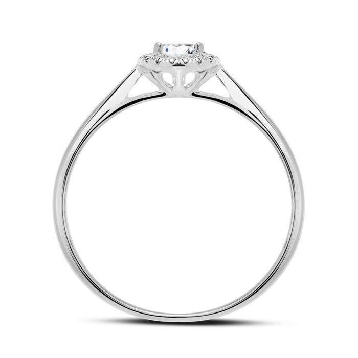 Halo Ring In 14 Karaat Witgoud Met Diamanten