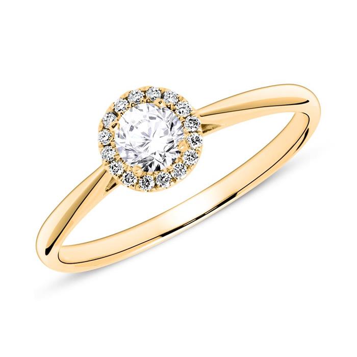 18ct gold halo ring with diamonds