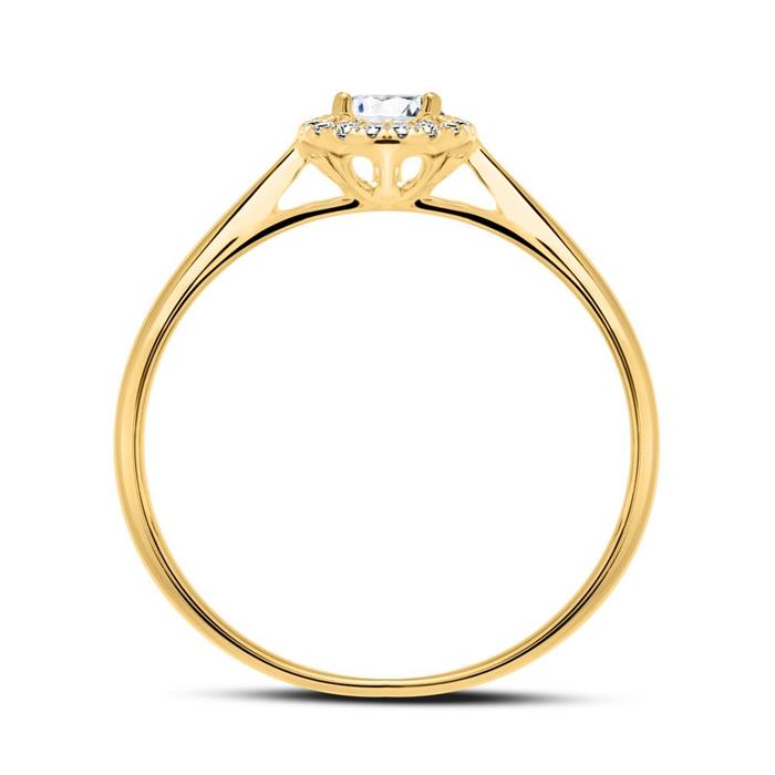 Halo ring in 18 karaat goud met Diamanten