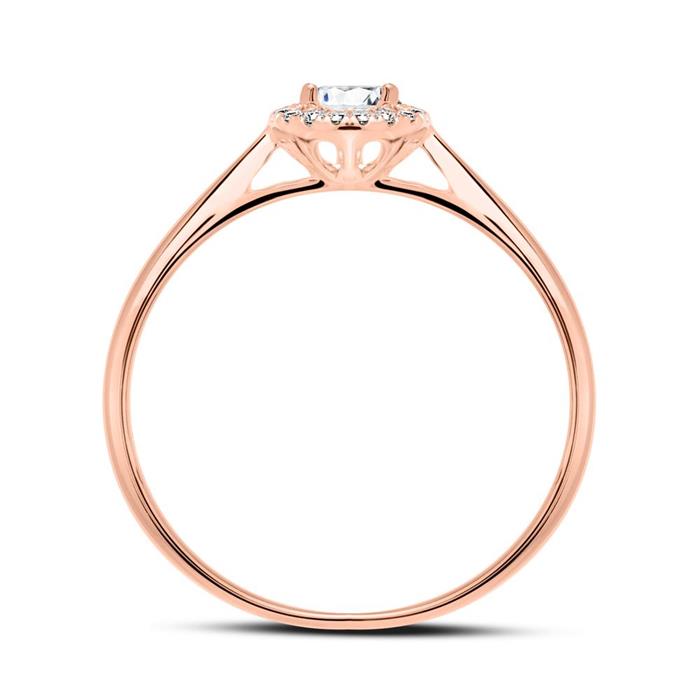 18ct Rose Gold Halo Ring With Brilliant-Cut Diamonds