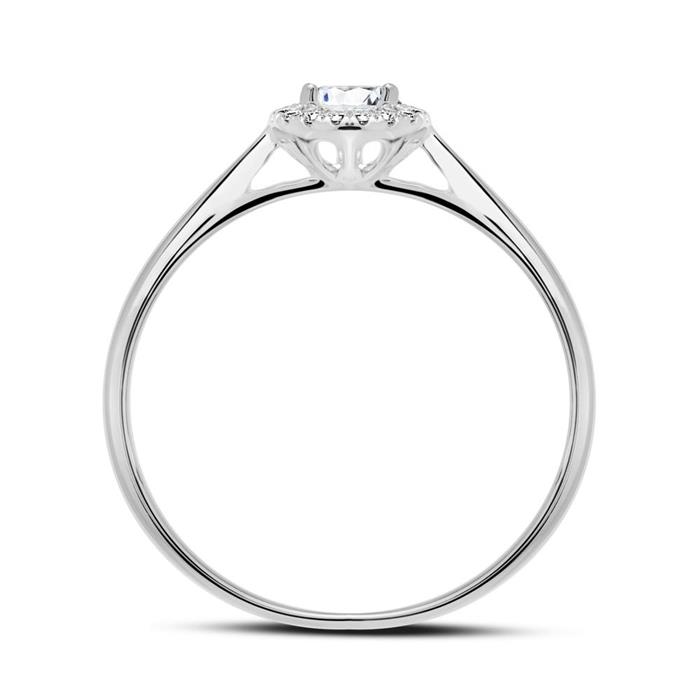 18ct white gold halo ring with diamonds