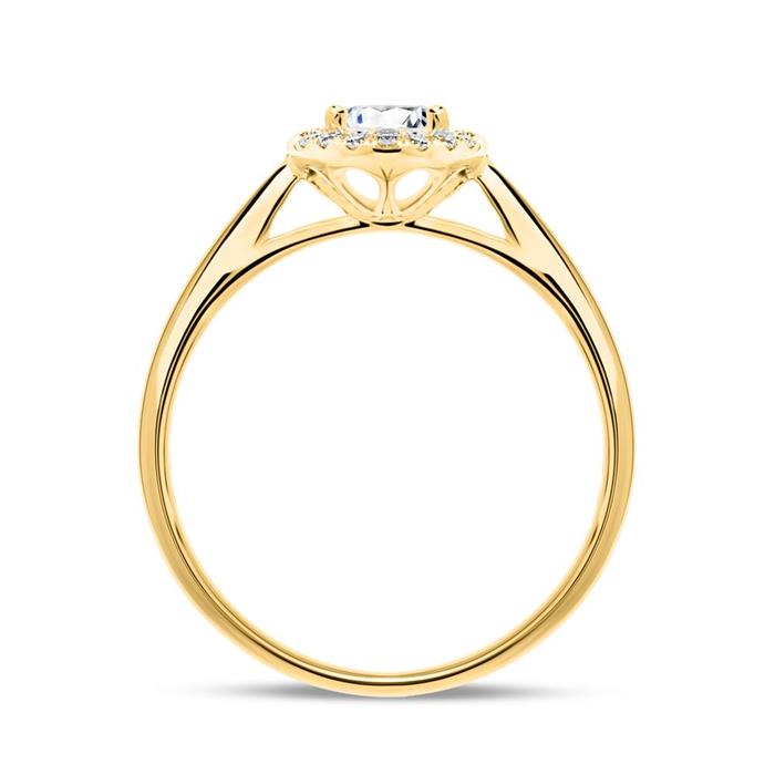 585er Gold Haloring mit Diamanten