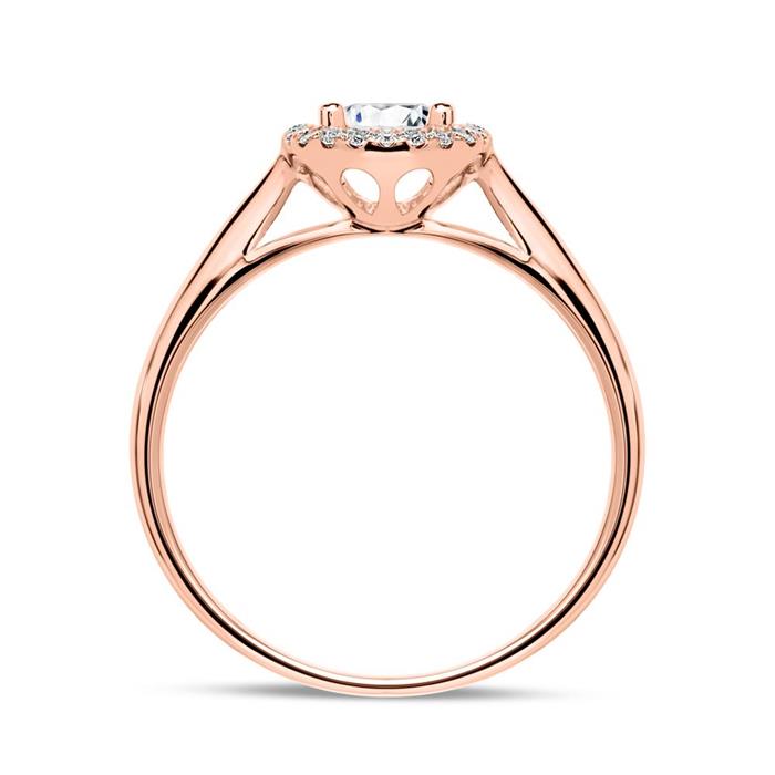 Ring in 14 karaat ros&#xE9;goud met Diamanten