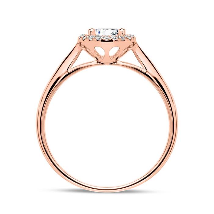 Ring in 18ct rose gold with diamonds