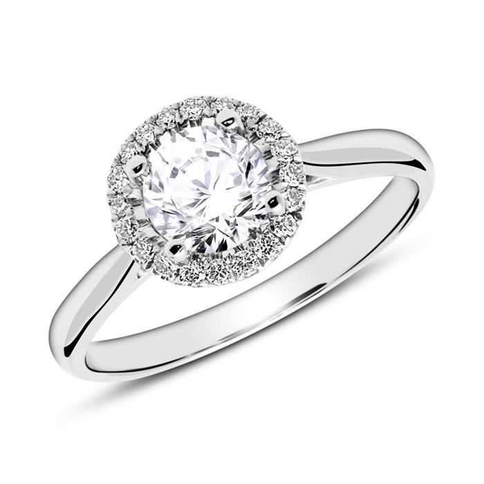 Engagement ring in 18ct white gold with diamonds