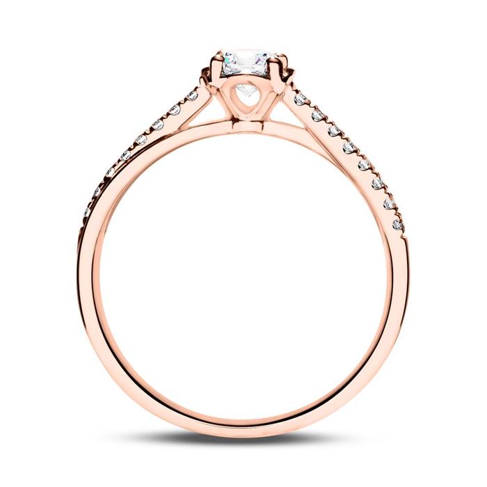 18K Rosegouden Ring Met Diamanten