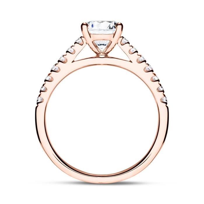 Engagement ring in 18ct rose gold with diamonds