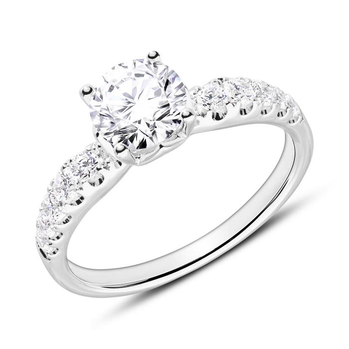 Engagement ring in 18ct white gold with diamonds