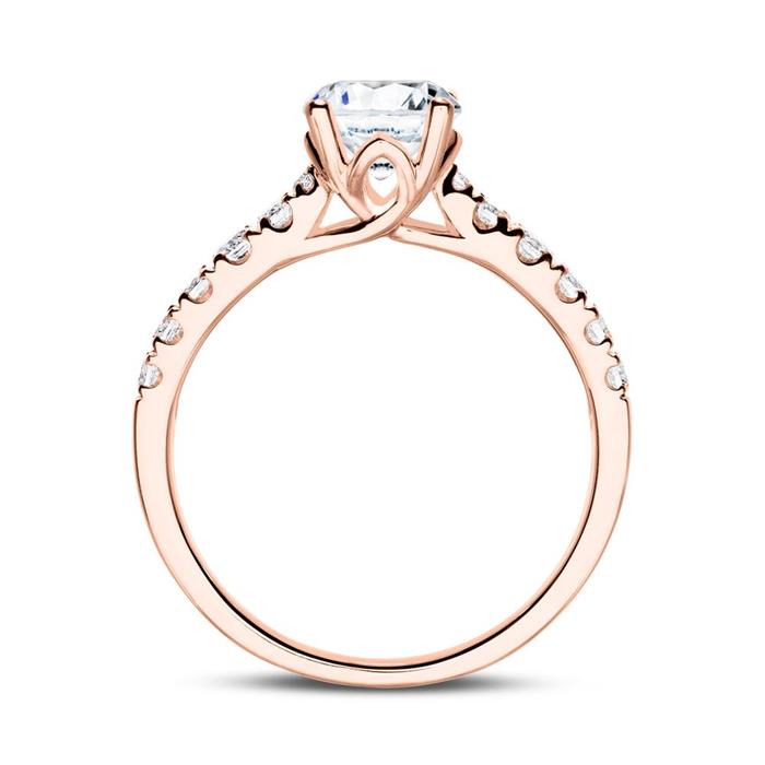 18ct pink gold engagement ring with diamonds