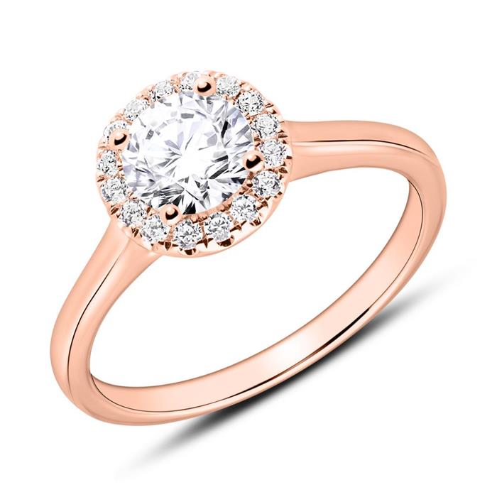 Diamond-studded engagement ring in 18ct rose gold