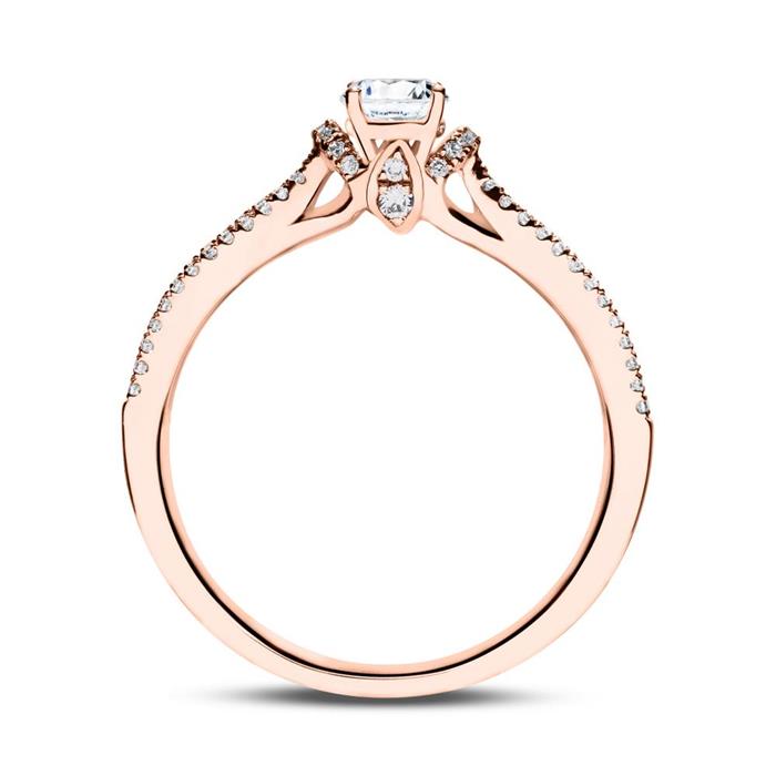 Engagement ring in 18ct rose gold with diamonds