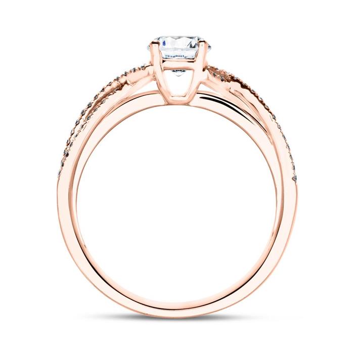 Engagement ring in 18ct rose gold with diamonds