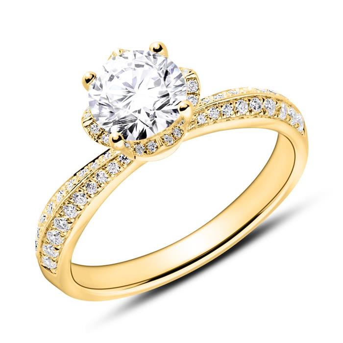 18ct yellow gold engagement ring set with diamonds