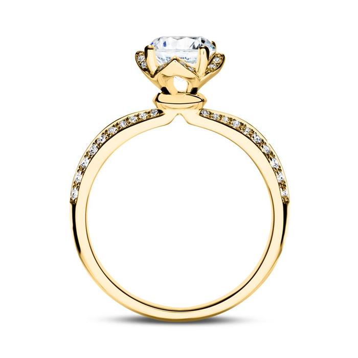 Diamantbesetzter Verlobungsring aus 750er Gelbgold