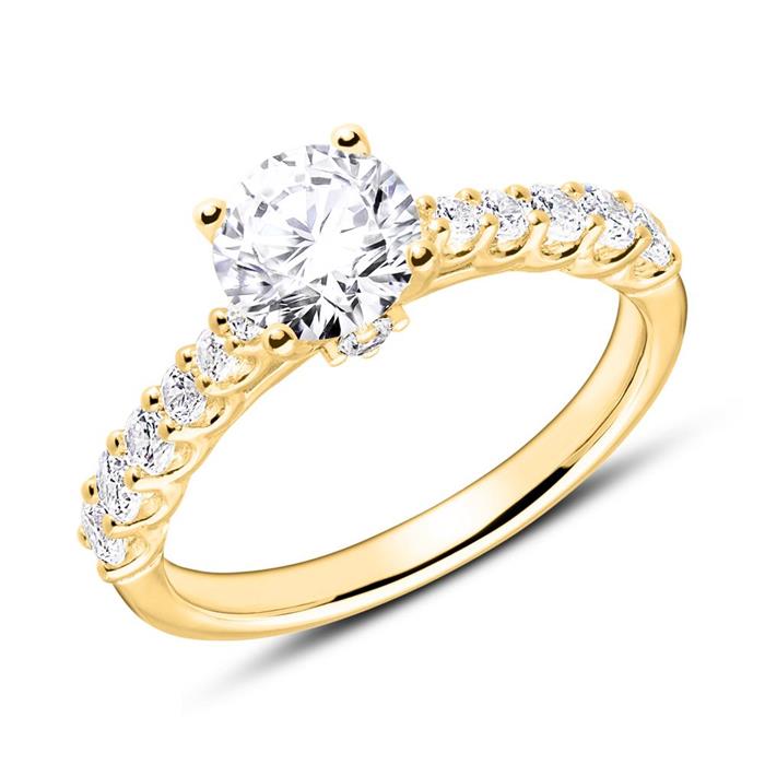 Engagement ring in 18ct gold with diamonds