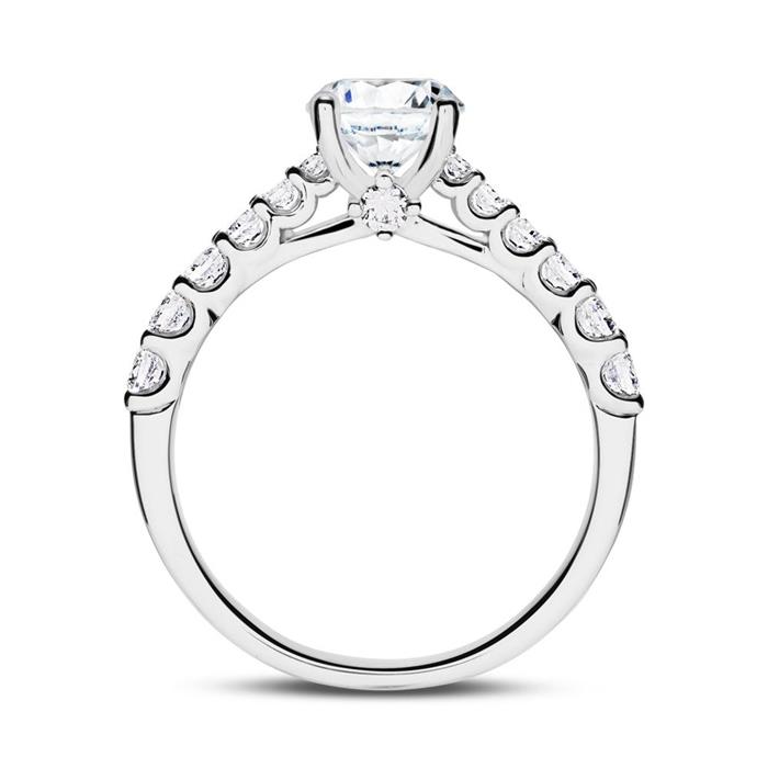 Diamond-Studded Engagement Ring In 18ct White Gold