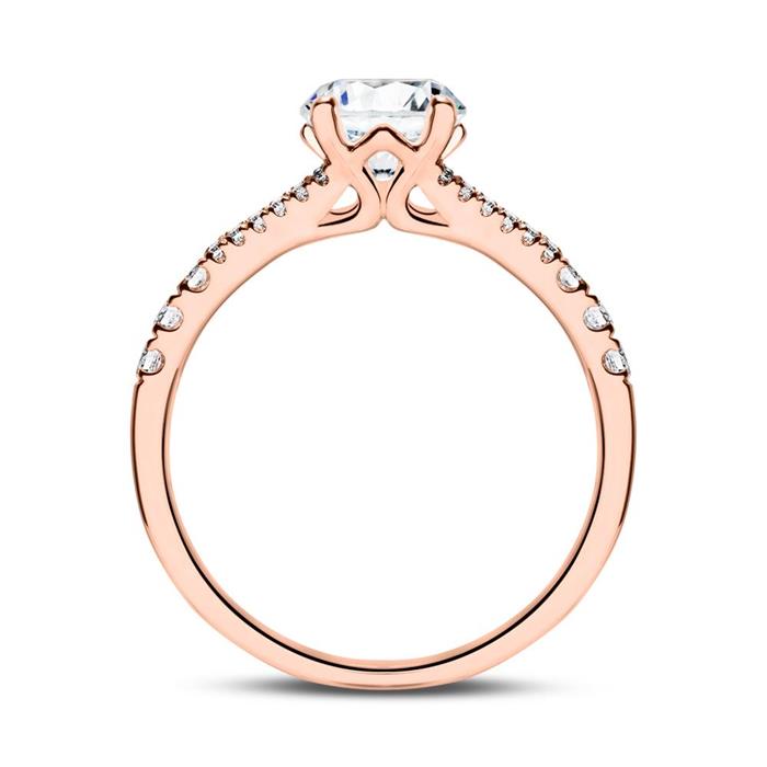 18ct pink gold engagement ring with diamonds