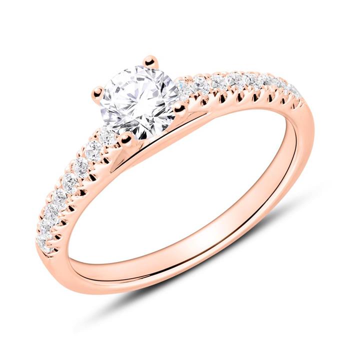 Diamond-studded engagement ring in 18ct rose gold