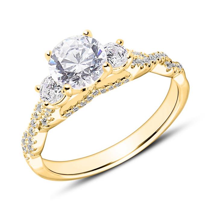 Engagement ring in 18ct gold with diamonds