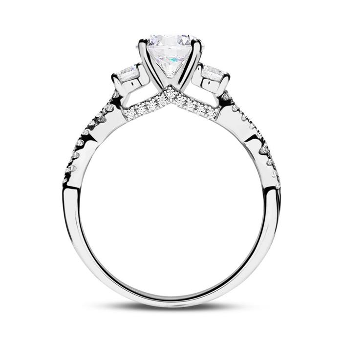 Engagement ring in 18ct white gold with diamonds