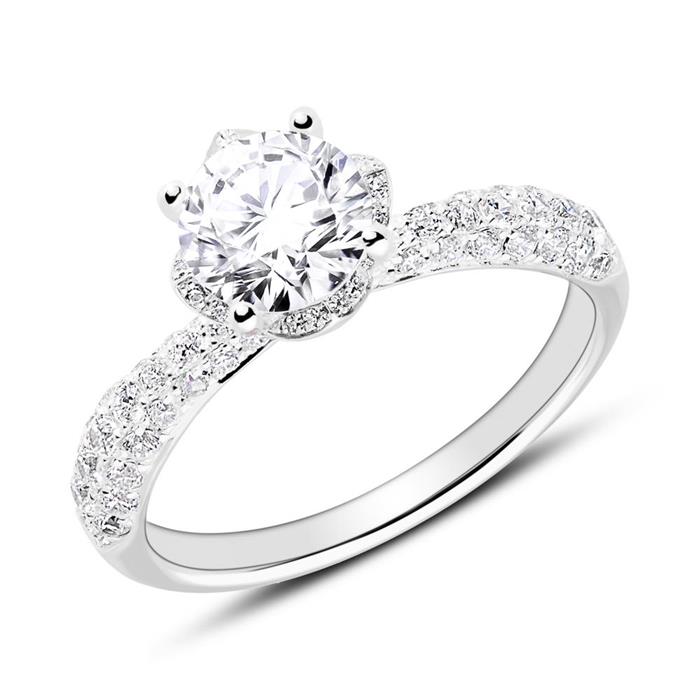 Engagement ring in 18ct white gold with diamonds